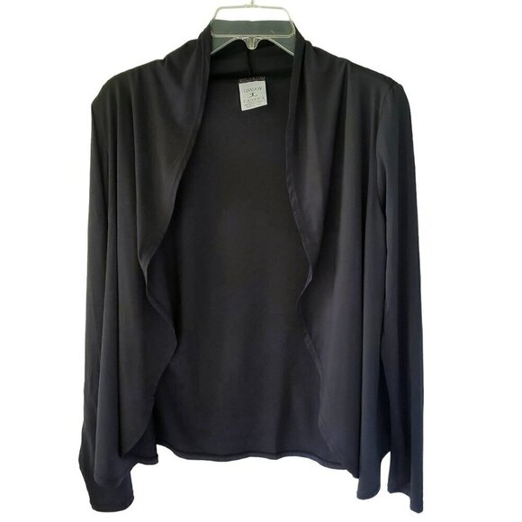 Danskin Black Workout Cardigan Wrap Shawl Collar Black Style 4714 Size M - Picture 3 of 13